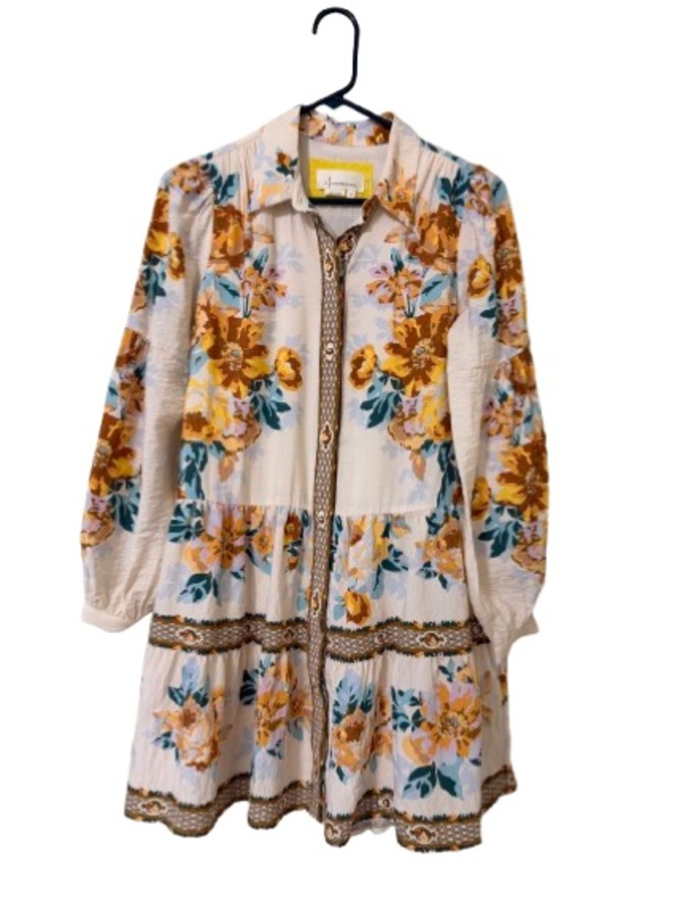 By Anthropologie Floral Tiered Mini Dress XS Boho Cottagecore Babydoll - Picture 2 of 8